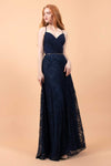 A-line Beaded Fitted Pleated Belted Cutout Ruched Back Zipper Floor Length Natural Waistline General Print Sleeveless Spaghetti Strap Lace Sweetheart Evening Dress