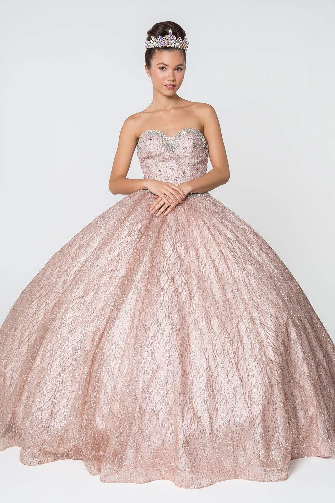 Elizabeth K - GL2801 Strapless Embellished Ballgown With Cloak
