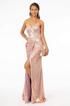 Strapless Ruched Gathered Fitted Lace-Up Slit Natural Waistline Sheath Sweetheart Satin Sheath Dress with a Brush/Sweep Train