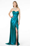 Strapless Natural Waistline Satin Sweetheart Sheath Fitted Slit Lace-Up Gathered Ruched Sheath Dress with a Brush/Sweep Train