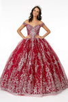 Floor Length Off the Shoulder Basque Waistline Fall Fitted Mesh Pleated Crystal Glittering Quinceanera Dress