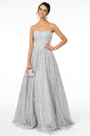 A-line Strapless Floor Length Glittering Back Zipper Fitted Mesh Open-Back Natural Waistline Sweetheart Dress