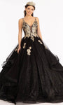 V-neck Plunging Neck Illusion Mesh Lace-Up Sequined Open-Back Basque Waistline Floor Length Sleeveless Dress