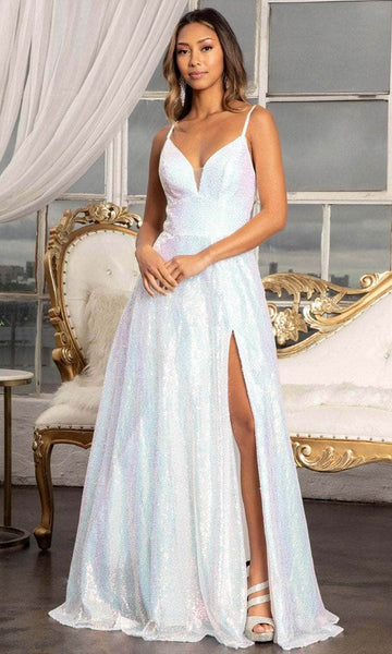 A-line Fitted Mesh Open-Back Sequined Slit Illusion Sleeveless Spaghetti Strap Natural Waistline Sweetheart Dress