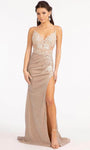 V-neck Plunging Neck Sleeveless Spaghetti Strap Asymmetric Sequined Pleated Cutout Sheer Fitted Lace-Up Glittering Open-Back Applique Slit Embroidered Floor Length Corset Natural Waistline Mermaid Eve