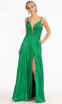 A-line Sleeveless Spaghetti Strap Sweetheart Beaded Back Zipper Fitted Slit Illusion Satin Corset Natural Waistline Dress