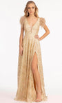 A-line V-neck Slit Glittering Back Zipper V Back Sequined Sleeveless General Print Natural Waistline Dress