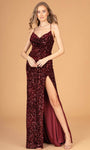 Sleeveless Spaghetti Strap Cowl Neck Scoop Neck Sweetheart General Print Sheath Open-Back Slit Back Zipper Sequined Natural Waistline Velvet Sheath Dress/Prom Dress with a Brush/Sweep Train