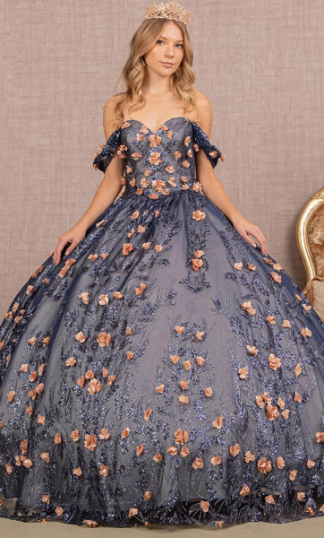 Floor Length Off the Shoulder Floral Print Basque Waistline Lace-Up Applique Mesh Gathered Sequined Sweetheart Quinceanera Dress/Party Dress with a Brush/Sweep Train
