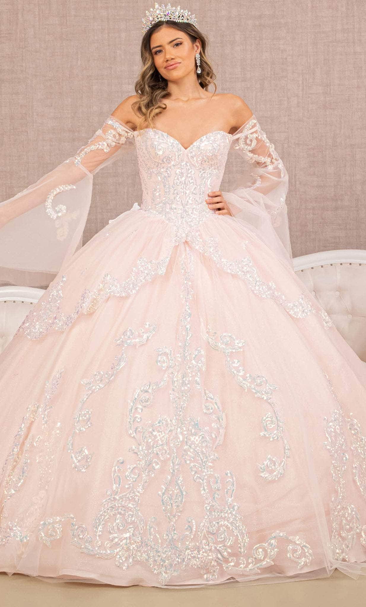 Elizabeth K GL3109 - Bell Sleeve Quinceanera Ballgown
