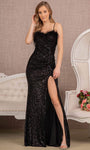 Sophisticated Sleeveless Spaghetti Strap Natural Waistline Crepe Open-Back Ruched Sequined Glittering Slit Mermaid Sweetheart Floor Length Evening Dress with a Brush/Sweep Train