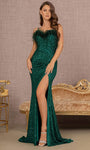 Sophisticated Glittering Slit Sequined Open-Back Ruched Floor Length Crepe Natural Waistline Mermaid Sleeveless Spaghetti Strap Sweetheart Evening Dress with a Brush/Sweep Train