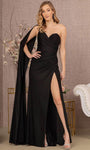 Crepe Gathered Asymmetric Ruched Slit Glittering Open-Back Natural Waistline One Shoulder Sheath Sheath Dress/Evening Dress with a Brush/Sweep Train With a Sash