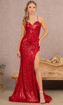 Sweetheart Natural Waistline Slit Sequined Mesh Lace-Up Back Zipper Fitted Mermaid Sleeveless Spaghetti Strap Prom Dress