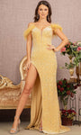 Sexy Illusion Draped Slit Sequined Plunging Neck Off the Shoulder Spaghetti Strap Natural Waistline Sheath Velvet Sheath Dress/Prom Dress with a Brush/Sweep Train