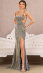 Sexy Lace-Up Slit Fitted Back Zipper Open-Back Sequined Cutout Straight Neck Floor Length Natural Waistline Sheath Mermaid Sleeveless Velvet Sheath Dress/Evening Dress with a Brush/Sweep Train