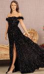 Sequined Slit Sheath Sweetheart Natural Waistline Velvet Sheath Dress/Evening Dress with a Brush/Sweep Train With a Sash