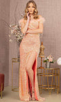 Sequined Slit Wrap Mesh Back Zipper Sheath Natural Waistline Off the Shoulder Sheath Dress/Prom Dress