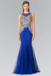 Bateau Neck Sweetheart Mermaid Floor Length Embroidered Sheer Mesh Illusion Natural Waistline Dress