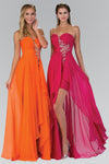 A-line Strapless Sweetheart Beaded Ruched Prom Dress by Elizabeth K