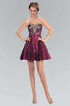 A-line Strapless Sweetheart Short Sequined Natural Waistline Prom Dress