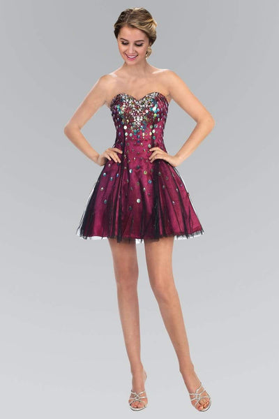 A-line Strapless Sweetheart Sequined Short Natural Waistline Prom Dress