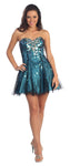 A-line Strapless Sequined Sweetheart Natural Waistline Short Prom Dress