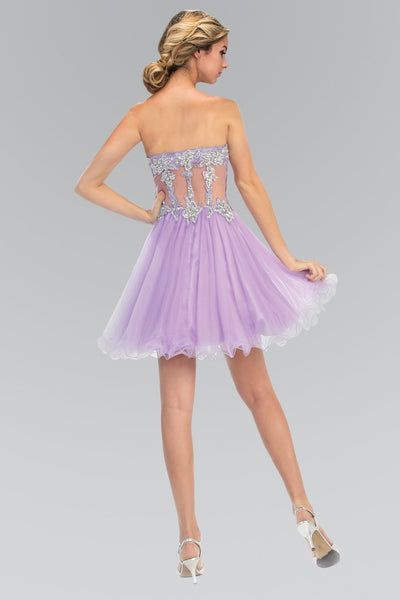 A-line Sweetheart Sequined Beaded Tulle Short Natural Waistline Prom Dress