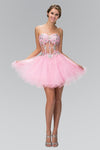 A-line Natural Waistline Sequined Beaded Short Sweetheart Tulle Prom Dress