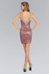 Sleeveless Lace Beaded Short Sheath Halter Natural Waistline Sheath Dress