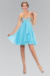 A-line Strapless Short Chiffon Sweetheart Empire Waistline Jeweled Dress by Elizabeth K