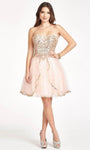 A-line Strapless Sweetheart Glittering Applique Tiered Mesh Sequined Corset Natural Waistline Cocktail Short Dress