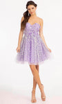 Sophisticated Strapless Sweetheart Natural Waistline Fit-and-Flare Cocktail Short Floral Print Fitted Lace-Up Glittering Mesh Sequined Applique Beaded Dress