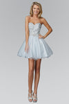 A-line Strapless Corset Natural Waistline Tulle Jeweled Short Sweetheart Evening Dress