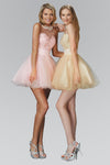 A-line Sleeveless Short Beaded Sheer Illusion Collared High-Neck Sweetheart Dress