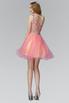 A-line Short Natural Waistline Tulle Asymmetric Jeweled One Shoulder Sleeveless Prom Dress