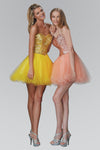 A-line Strapless Natural Waistline Sweetheart Short Tulle Jeweled Party Dress