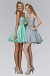 A-line Strapless Tulle Sequined Open-Back Jeweled Natural Waistline Sweetheart Short Dress