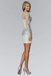 Sheer Fitted Illusion Sequined Tulle Short Sheath Bodycon Dress/Sheath Dress by Elizabeth K