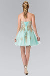 A-line Strapless Applique Beaded Lace-Up Above the Knee Sweetheart Natural Waistline Party Dress