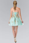 A-line Strapless Above the Knee Natural Waistline Lace-Up Applique Beaded Sweetheart Party Dress