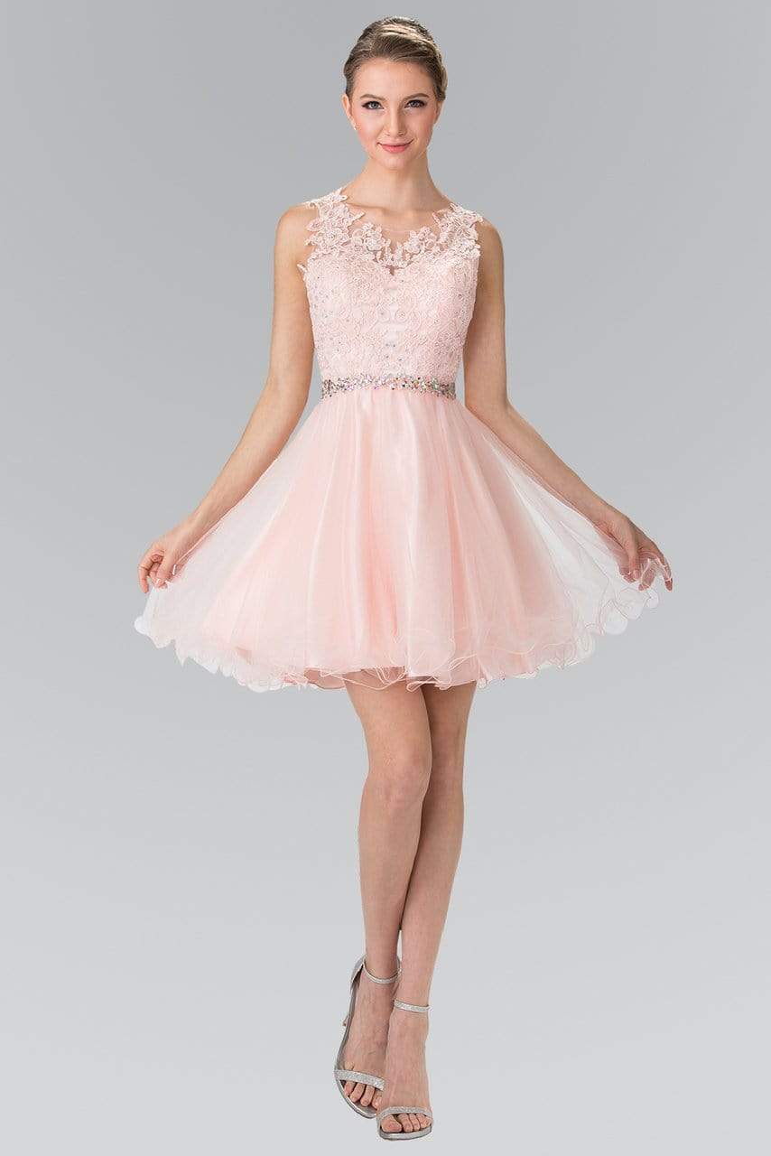 Elizabeth K - GS2375 Lace Illusion A-Line Tulle Short Dress
