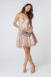 A-line Natural Waistline Sweetheart Glittering Sheer Pleated Open-Back Fitted Back Zipper Sequined Off the Shoulder Cocktail Above the Knee Dress