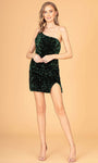 Sexy Sophisticated Natural Waistline Cocktail Short Sheath Velvet Asymmetric Open-Back Sequined Slit Back Zipper One Shoulder Sleeveless Spaghetti Strap Sheath Dress