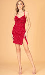 Natural Waistline Velvet Sleeveless Spaghetti Strap Open-Back Fitted Slit Back Zipper Sequined Lace-Up Fit-and-Flare Sheath Cocktail Short Cowl Neck Sweetheart Sheath Dress