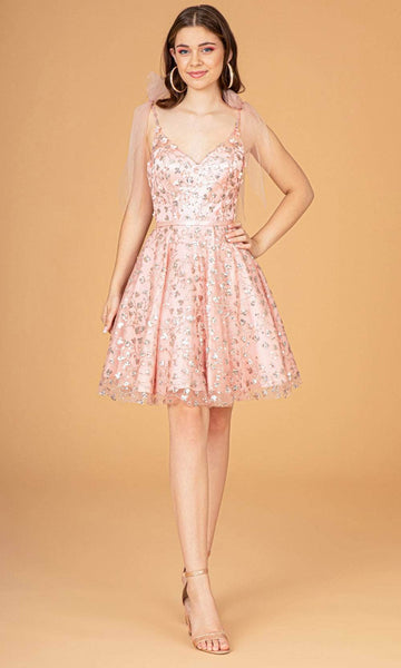 V-neck Cocktail Short Satin Fit-and-Flare Floral Print Natural Waistline Beaded Fitted Applique Sheer Open-Back Sequined Mesh Glittering Sweetheart Spaghetti Strap Dress With a Bow(s)