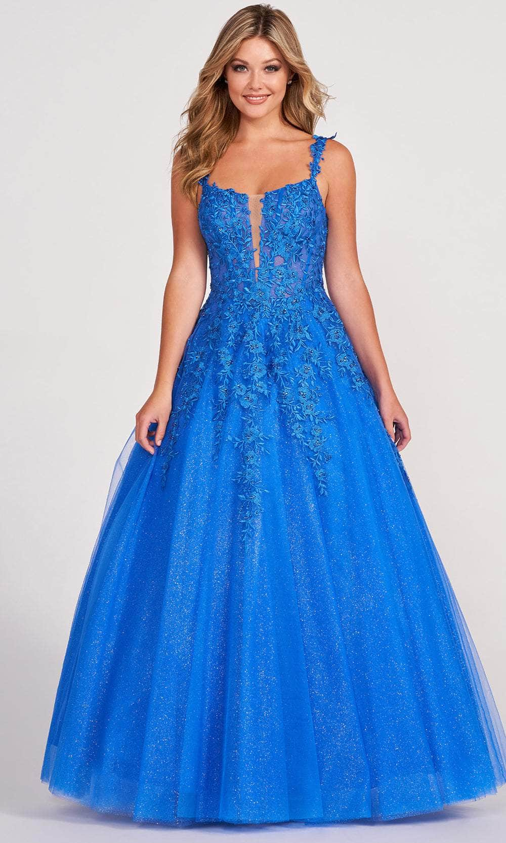 Ellie Wilde EW120014 - Applique Tulle A-Line Prom Dress
