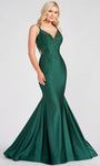 V-neck Mermaid Spaghetti Strap Natural Waistline Cutout Back Zipper Open-Back Beaded Prom Dress with a Brush/Sweep Train