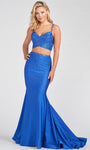 Sophisticated V-neck 2013 Lace-Up Beaded Mermaid Spaghetti Strap Natural Waistline Prom Dress with a Brush/Sweep Train