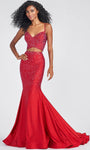 Sophisticated V-neck 2013 Spaghetti Strap Mermaid Natural Waistline Beaded Lace-Up Prom Dress with a Brush/Sweep Train